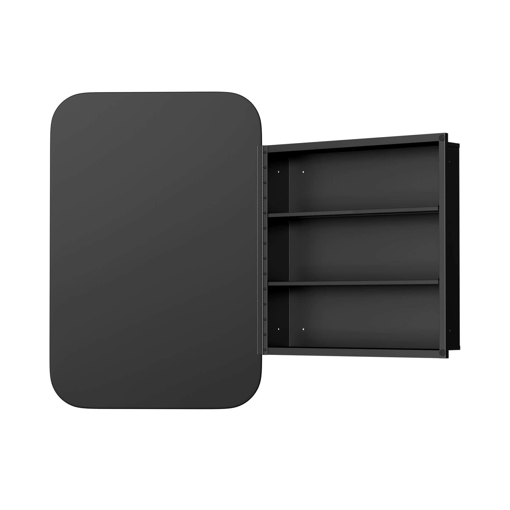 Angle. PexFix - 16" x 24" Rectangular Rounded Corners Mirror Medicine Cabinet - Metal Frame, Recessed or Surface Mount for Bathroom - Gold.