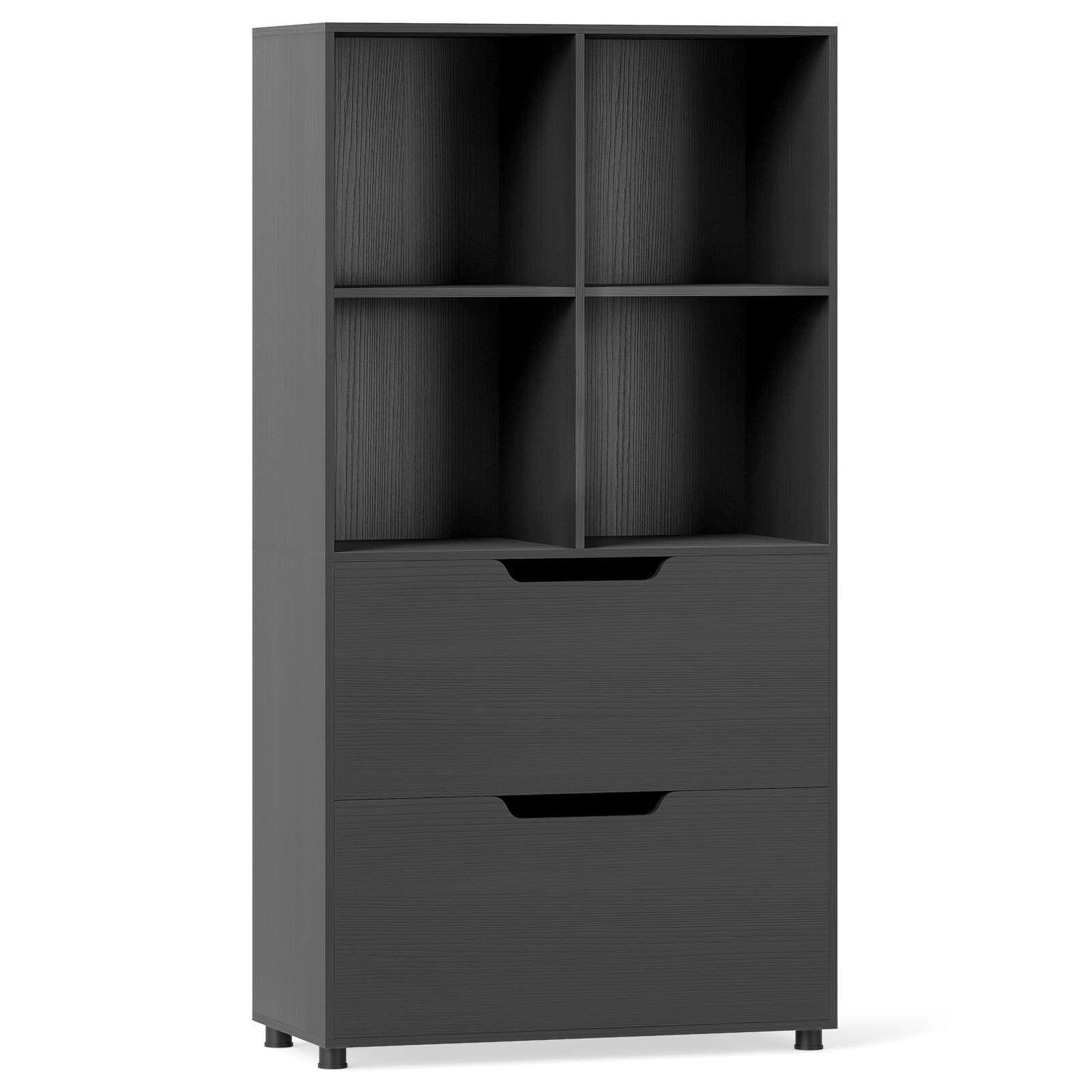 Alt View 9. Costway - Costway 51" 5-Tier 4-Cube Bookcase with 2 Drawers for Living Room, Study, Home Office - Black.