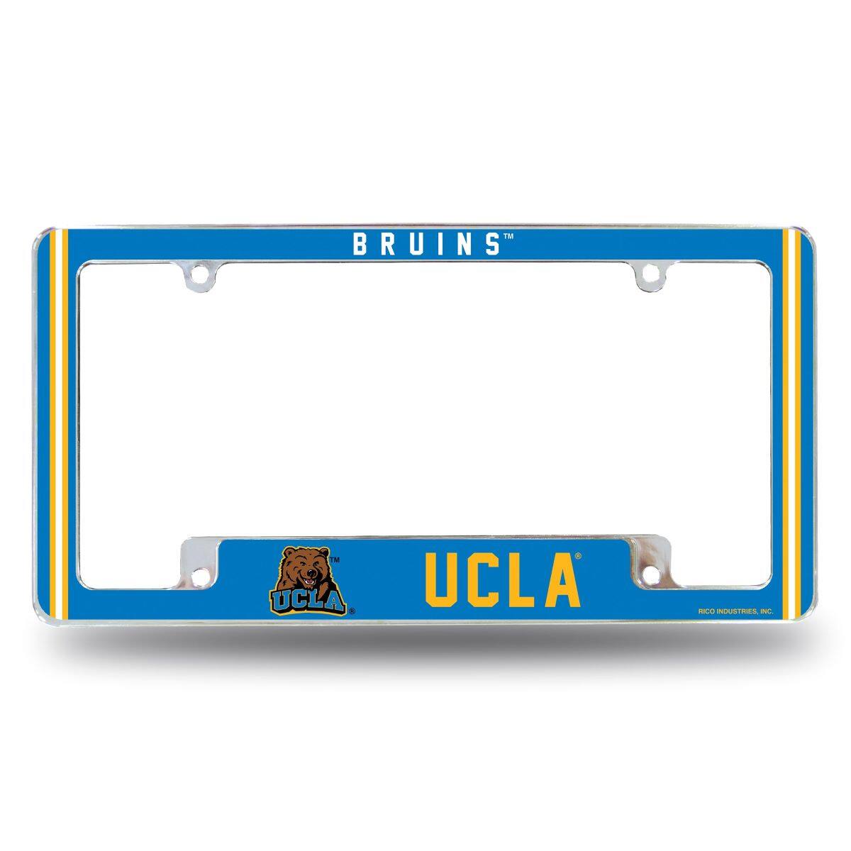 UCLA Bruins Chrome Metal License Plate Frame with Full Frame Team Color Graphics