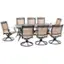 Front. Hanover - Fontana 9-Piece Outdoor Dining Set with 8 Sling Swivel Rockers and a 42-In. x 84-In. Cast-Top Table - Tan/Bronze.