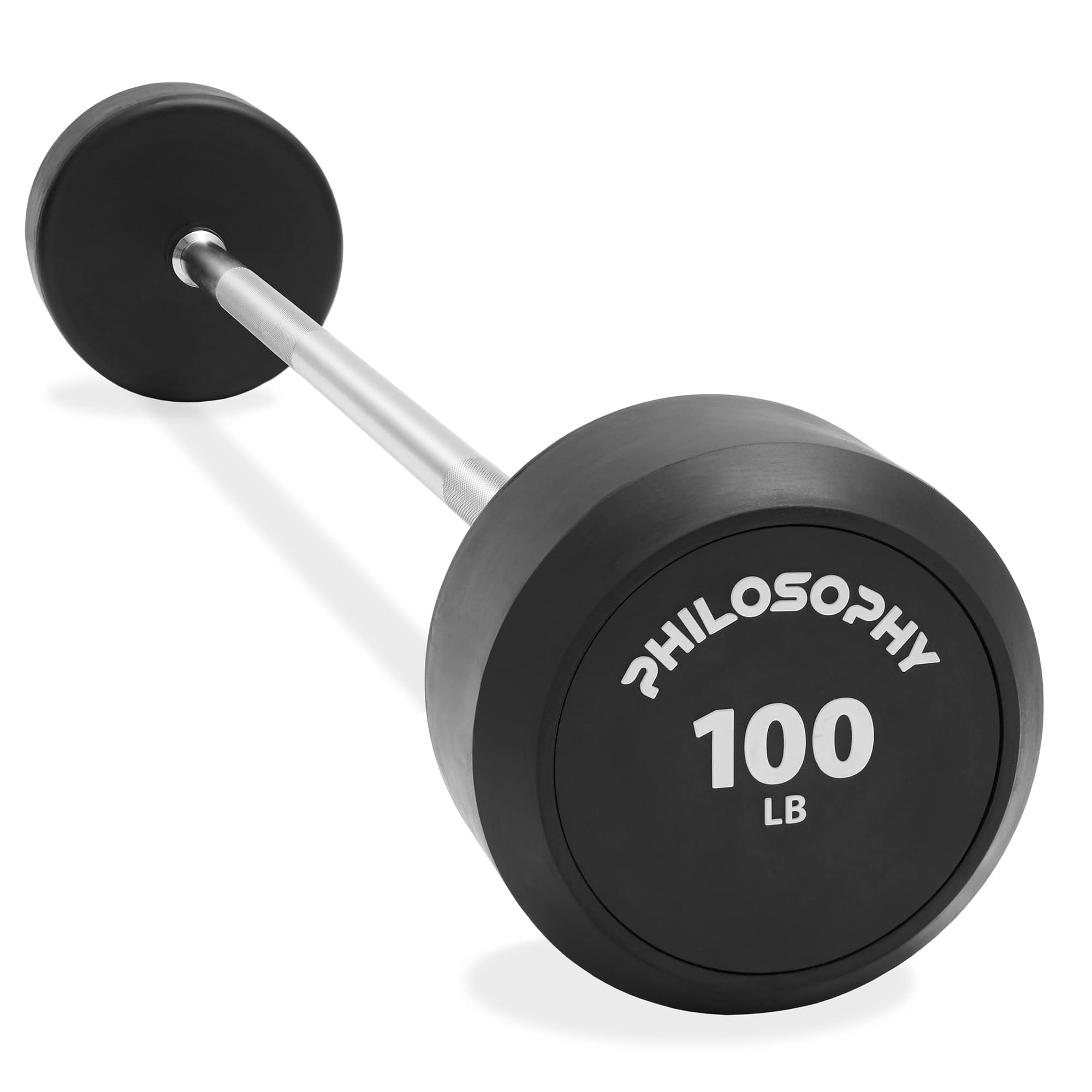Philosophy Gym - Rubber Fixed Barbell - Pre-Loaded Weight Straight Bar Weightlifting - Black