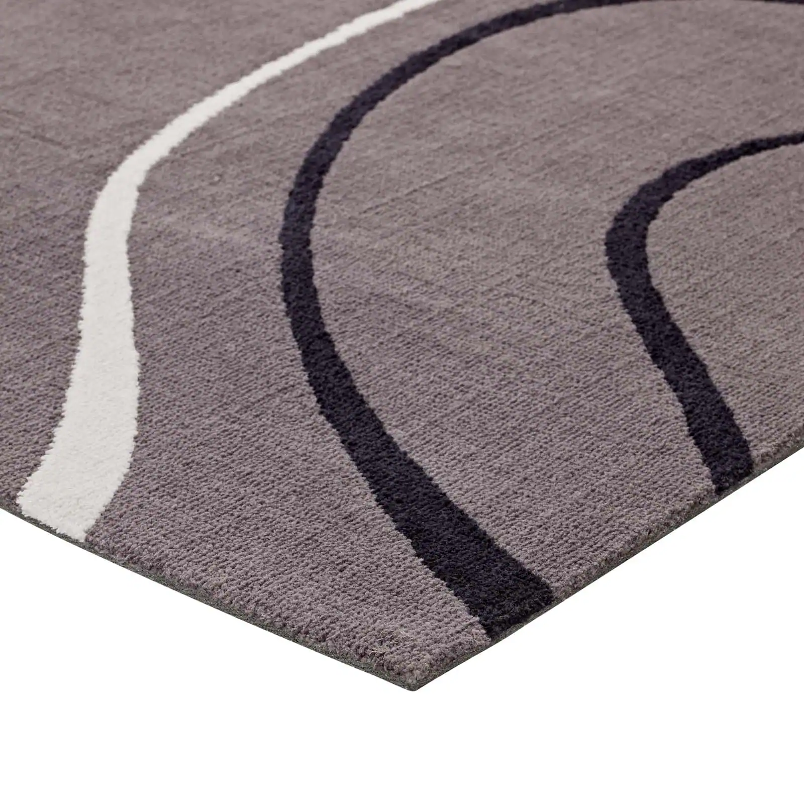Back. Modway - Therese Abstract Swirl Area Rug - Charcoal Black and Ivory.