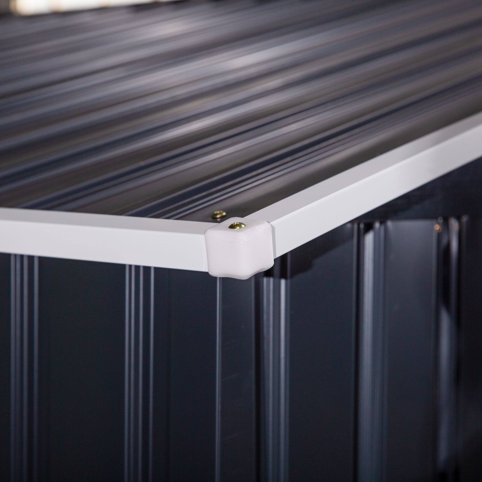 Alt View 8. Outsunny - 11' x 9' Outdoor Storage Shed, Garden Tool Metal Shed with Foundation Kit, Double Lockable Door.