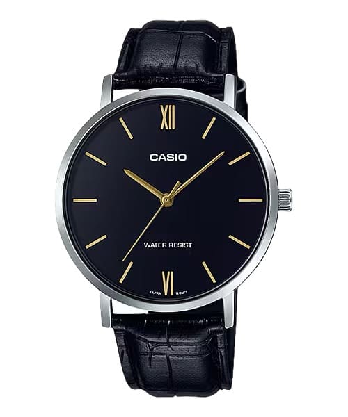 Casio - Men’s Dial Leather Strap Analog Watch - MTP-VT01L-1BUDF - Black price history on PriceWatchPro