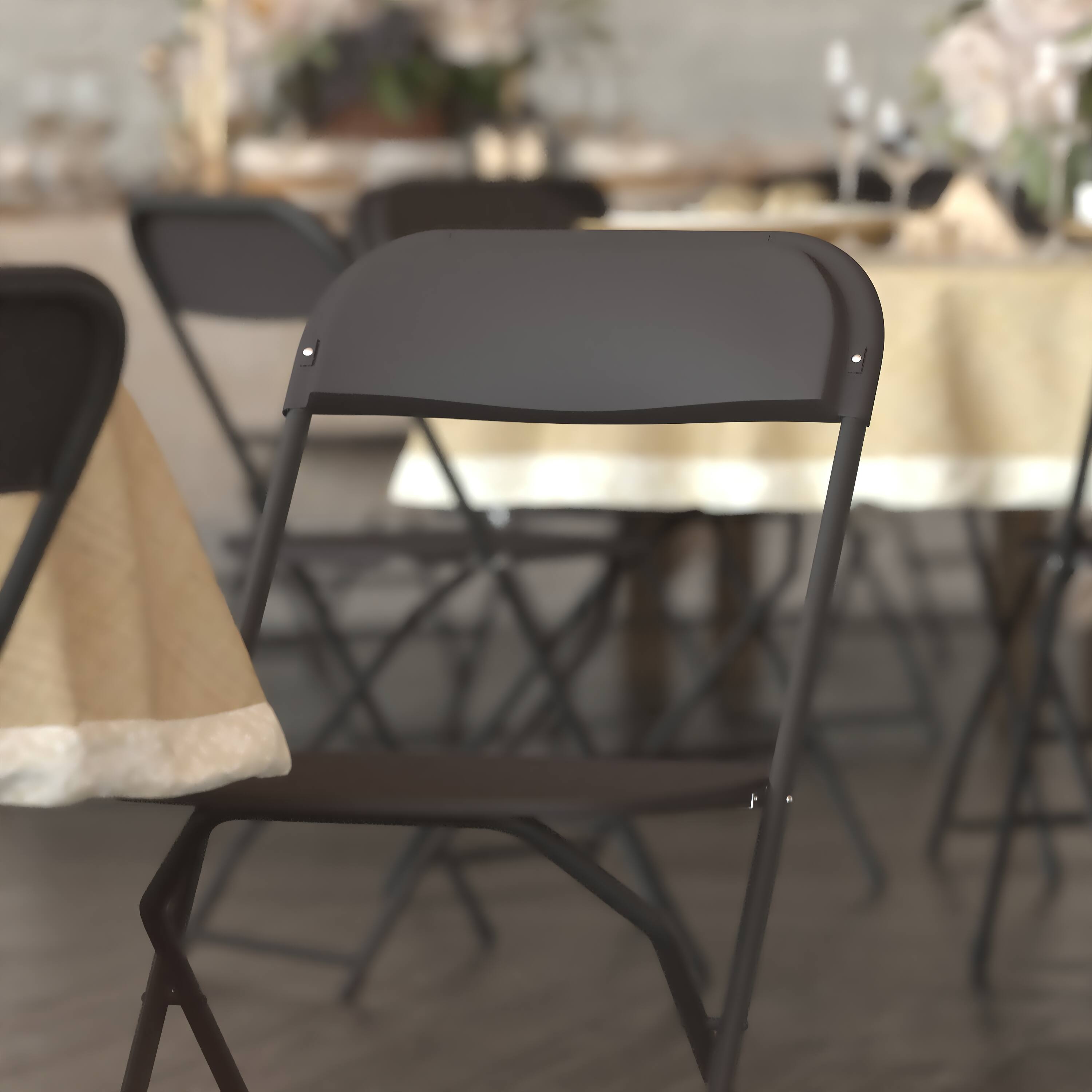 Alt View 5. Emma + Oliver - Plastic Folding Chair - 4 Pack 650LB Weight Capacity - Black.