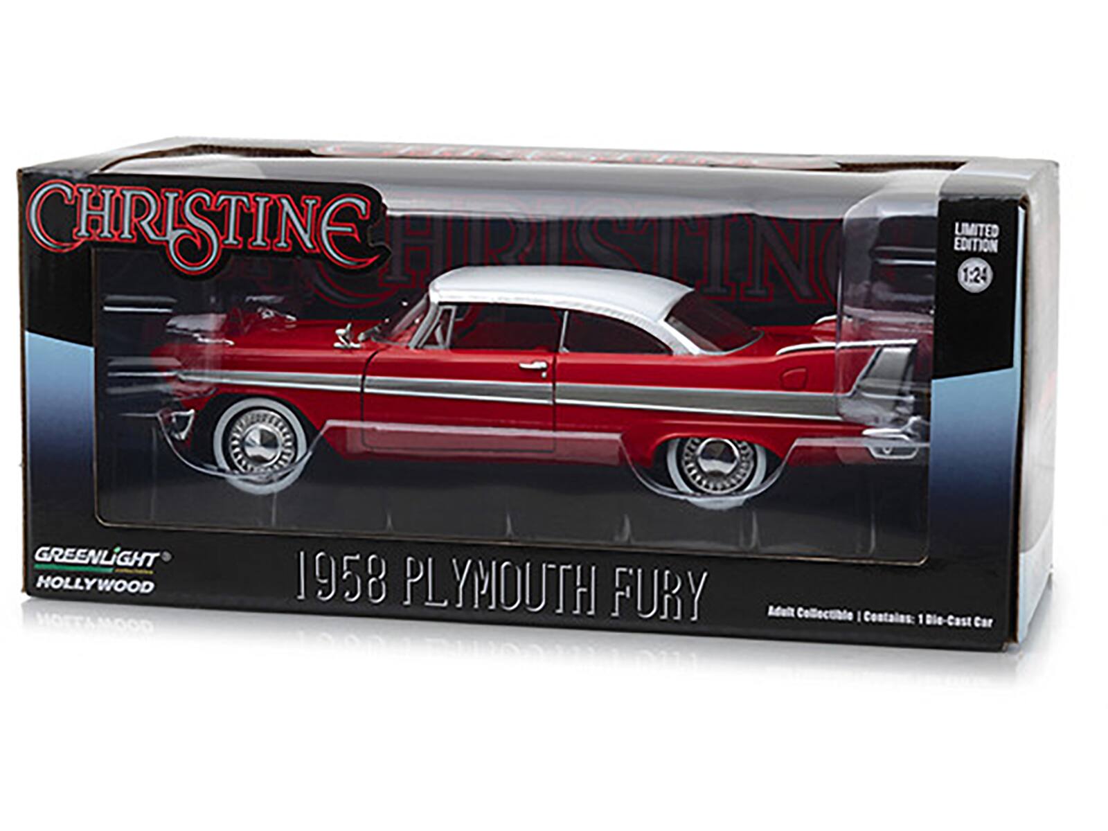 Christine Limited Edition  
1:24  
Greenlight Hollywood  
1958 Plymouth Fury  
Adult Collectible | Contains: 1 Die-Cast Car