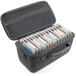 CASEMATIX - Game Storage Case for NES Game Cartridsges Holds 15 Games Upright - Travel Game Holder with Shock-Absorbing Foam - Black
