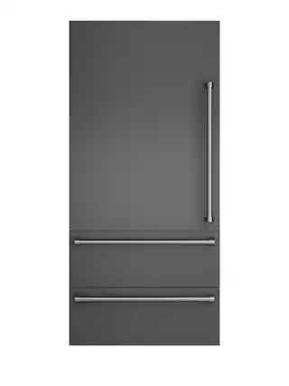 Front. Viking - 36"W. BTM Door Panel for Viking Veil FDBMIC7360L Left Hinge Ref./Frz. Models - Damascus Gray - Damascus Gray.