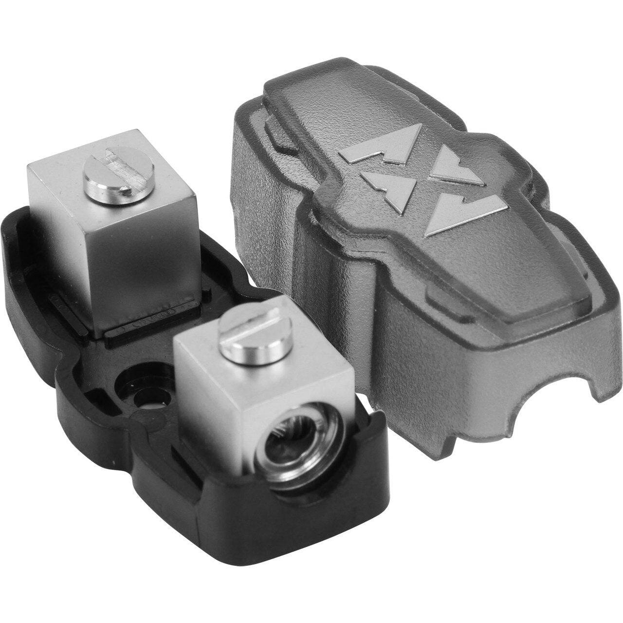 Left. NVX - XMFH48 4/8 Gauge Mini-ANL/MANL/AFS Inline Fuse Holder – Car & Marine Audio Protection.