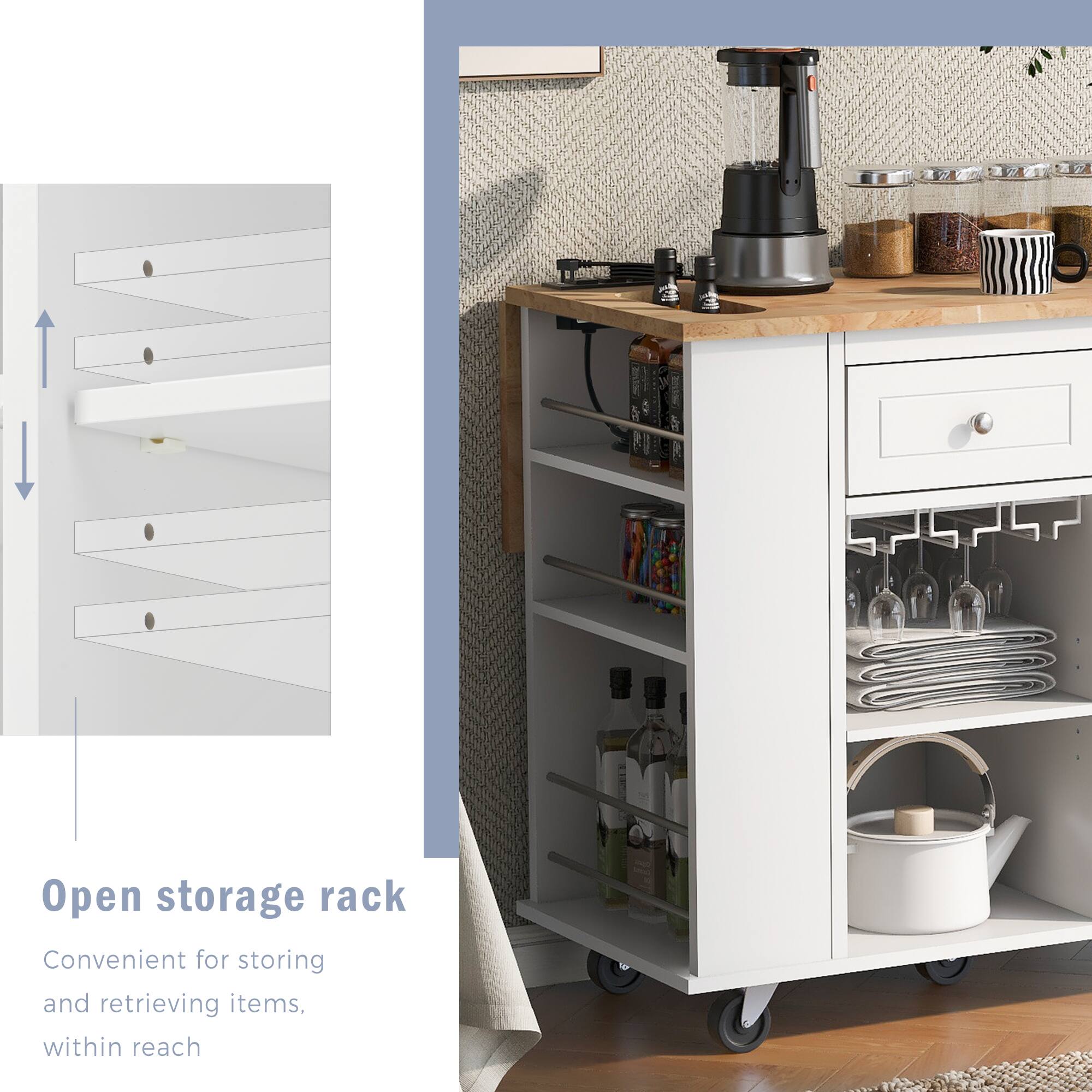 Open storage rack  
Convenient for storing and retrieving items, within reach