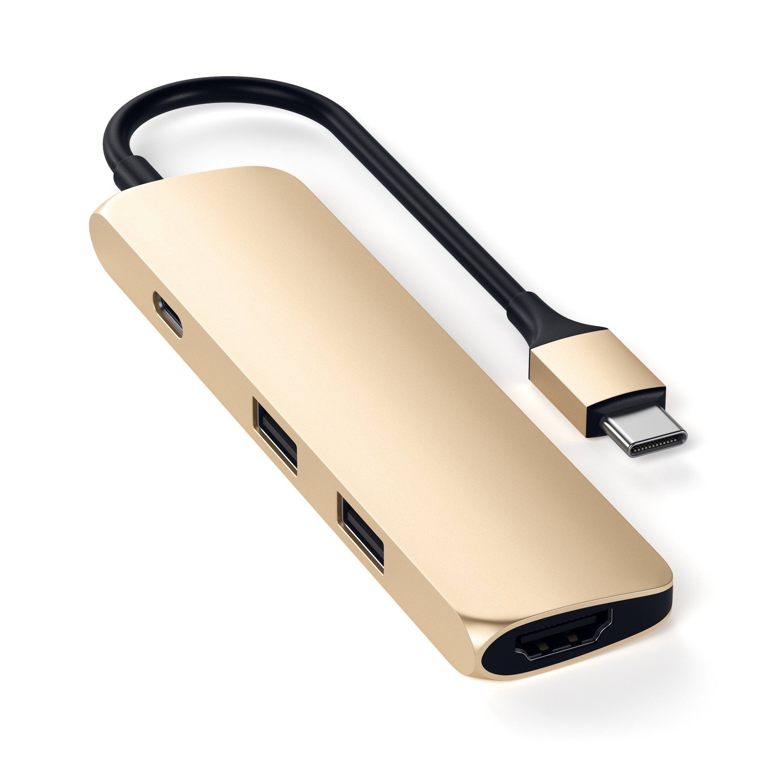 Satechi - USB C Hub Multiport Adapter, USB-C Docking Station with 4K HDMI, 60W PD Charging, 2 USB-A - Gold