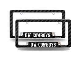 Rico Industries - Wyoming Cowboys (Set of 2) Chrome Metal License Plate Frames with Carbon Fiber Design - Multi