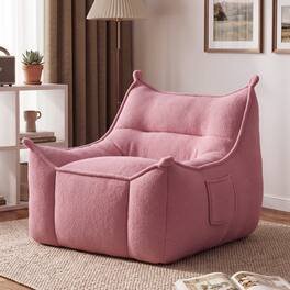 Vipbear - Bean Bag Chair for Adults Teens, Accent Chair with Back Support & Memory Foam Filled, Lounge Floor Sofa for Living Room - Pink