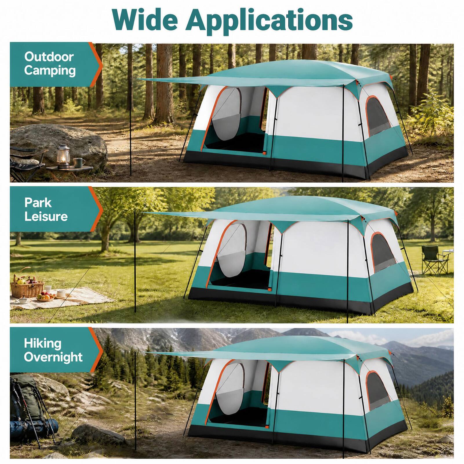 Wide Applications  
Outdoor Camping  
Park Leisure  
Hiking Overnight