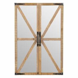 Hivvago - Rustic Vintage Faux Barn Doors Farmhouse Wall Mirror - Brown