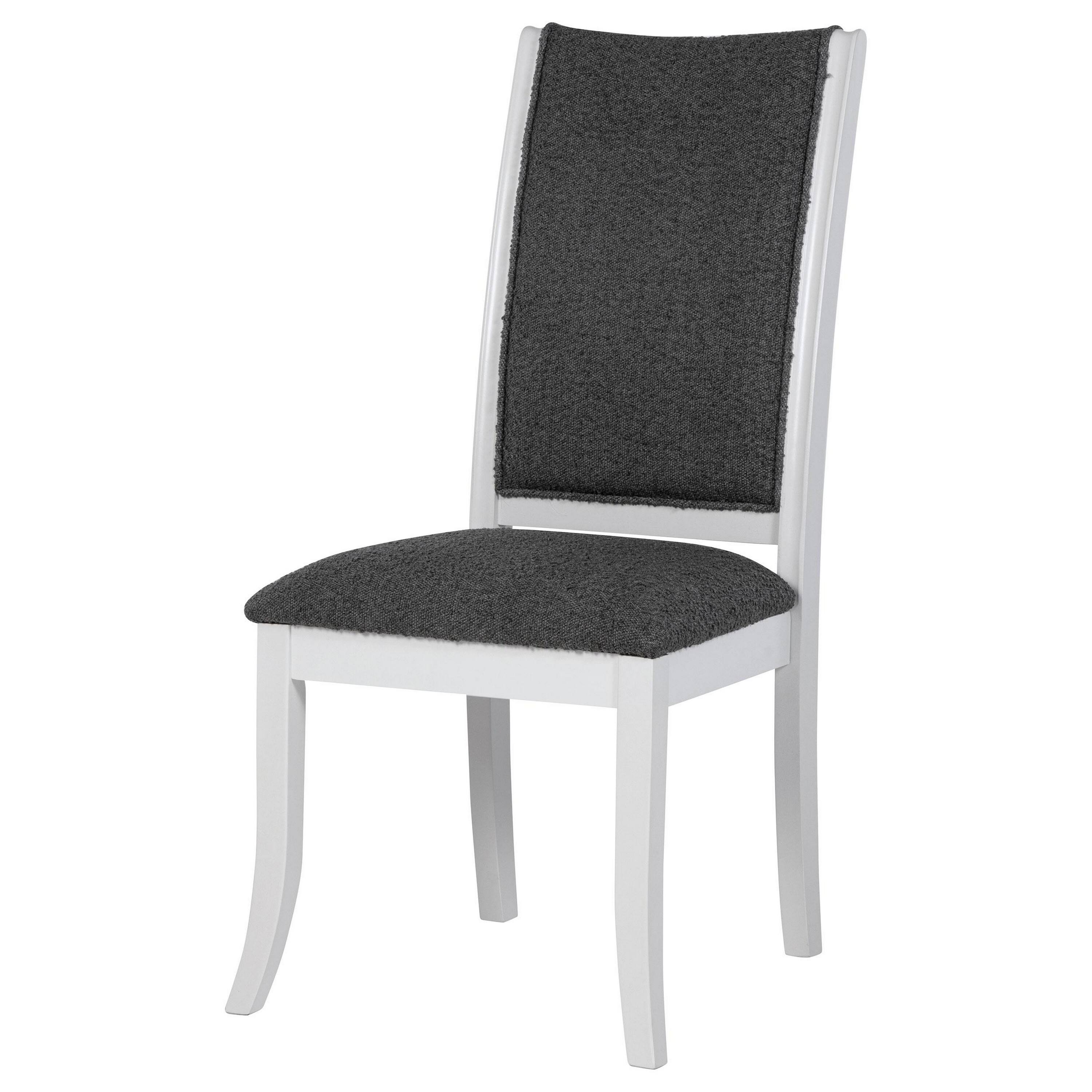 Alt View 3. Manhattan Lane - Judy Dining Side Chair Set of 2, Flared Legs, White Wood, Gray Fabric - White, Dark Gray.