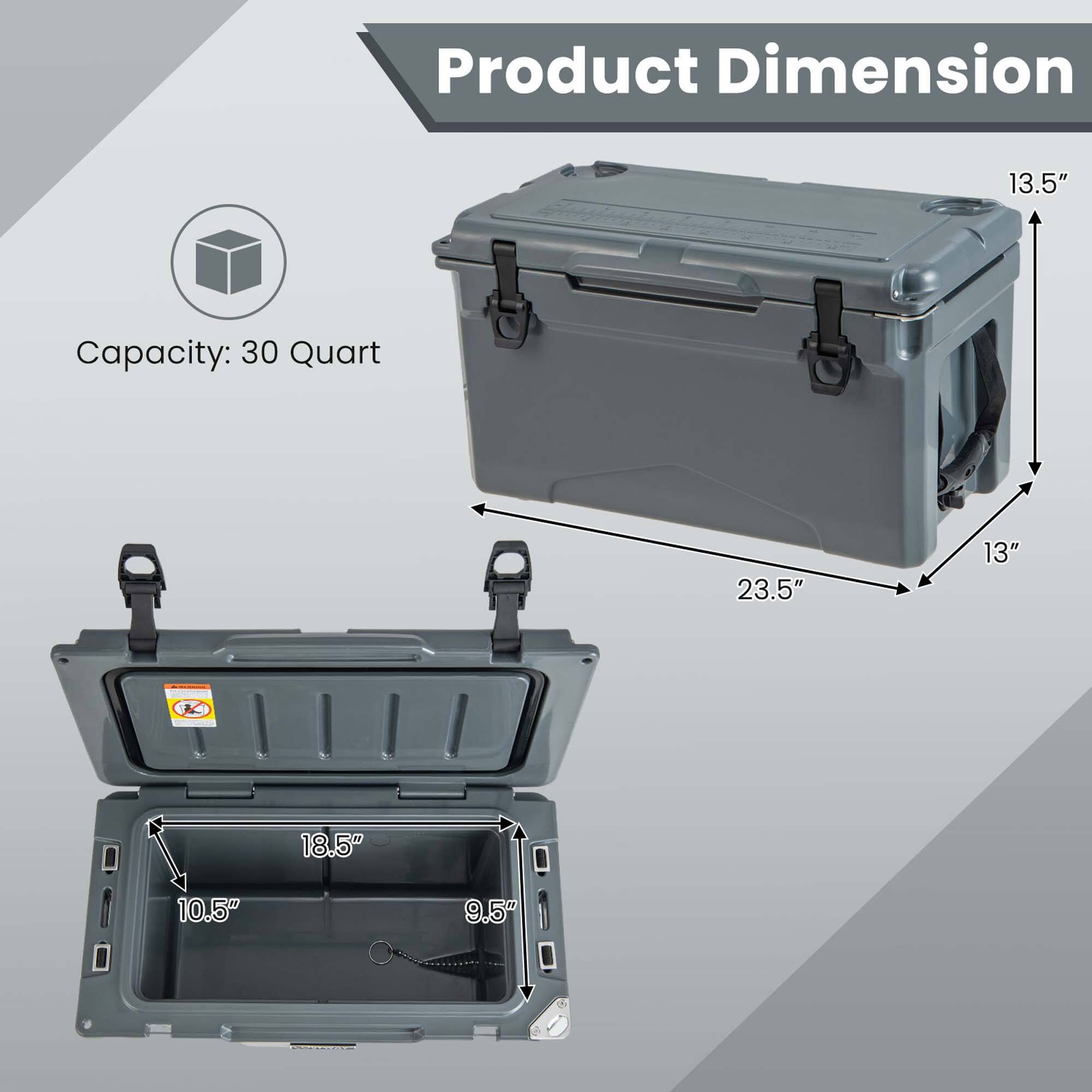 Product Dimension  
Capacity: 30 Quart  
13.5"  
23.5" x 13" x 18.5" x 10.5" x 9.5"