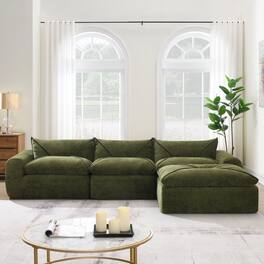 Boyel Living - Fully Compressed Sofa No Assembly Required Green Chenille 4 Seat - Green