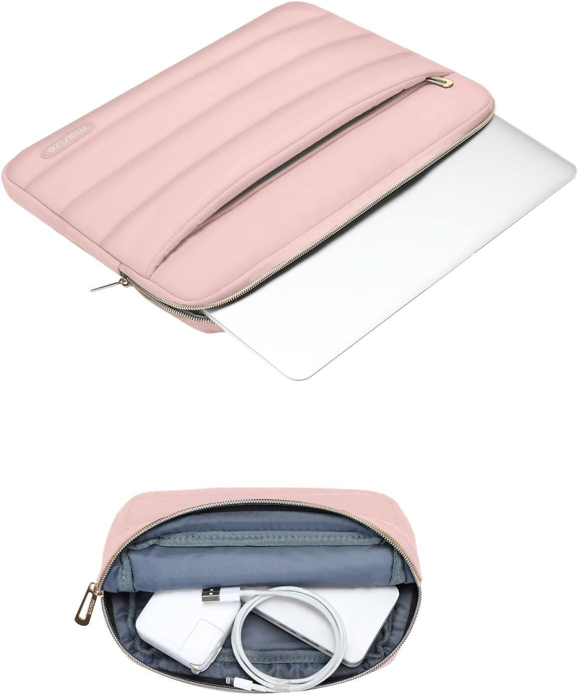 Left. mosiso - Puffy Laptop Sleeve 17-17.3 inch for Dell XPS/HP Pavilion/Ideapad/Acer/Alienware/HP Omen Notebook - Pink.