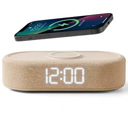 Dazzed Corner - Digital Alarm Clock with Wireless Charging, USB-C, Dual Alarms - Beige