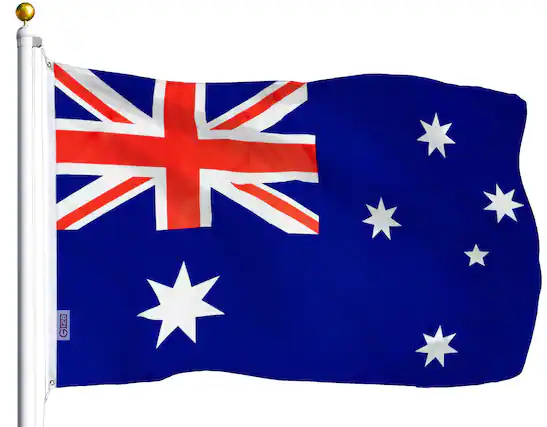 Front. G128 - Australia Flag 75D Printed Polyester 3x5 ft - Assorted Colors.