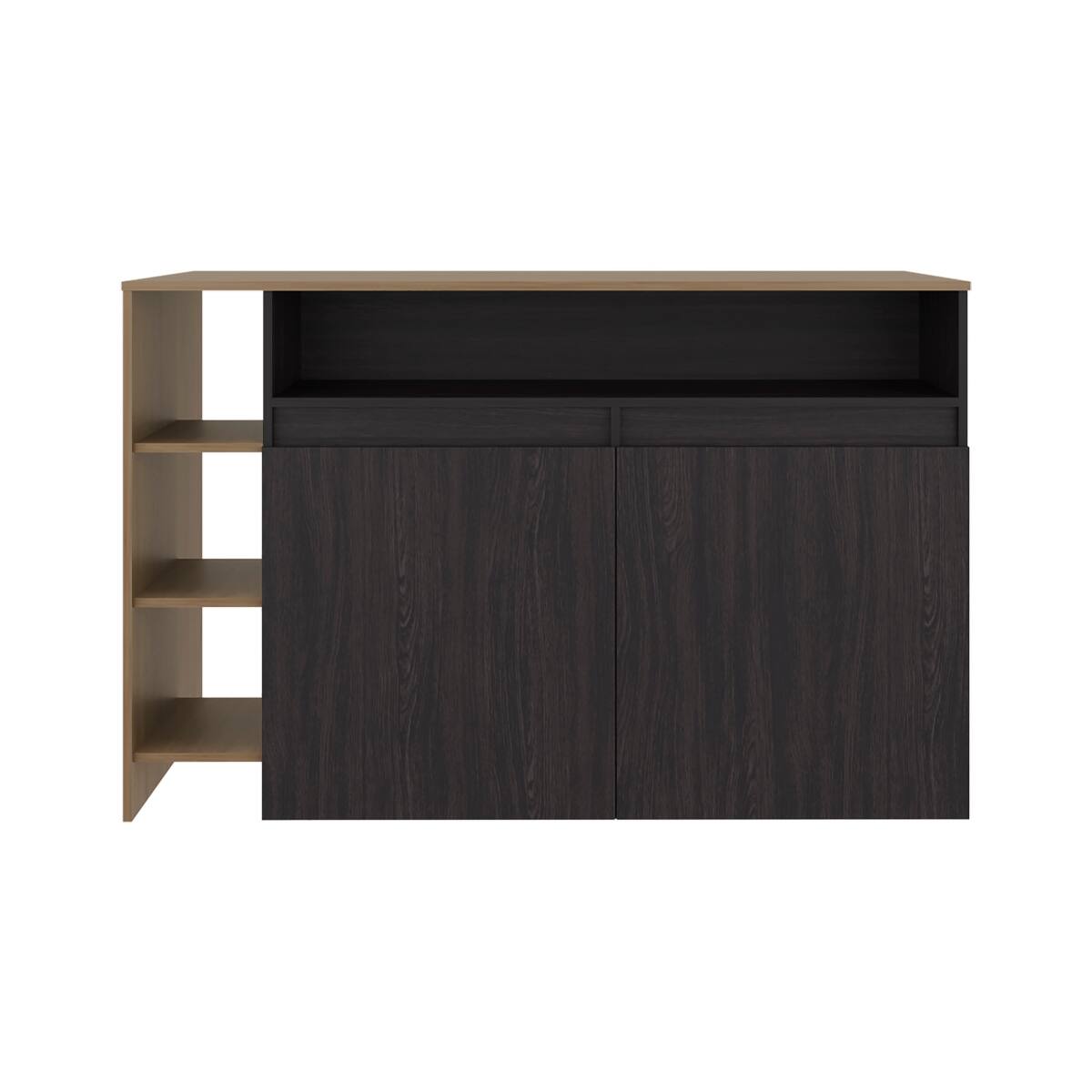 Left. Loheer - Loheer 55 Inch Kitchen Island with Storage Cabinet and Open Shelves - Multi.