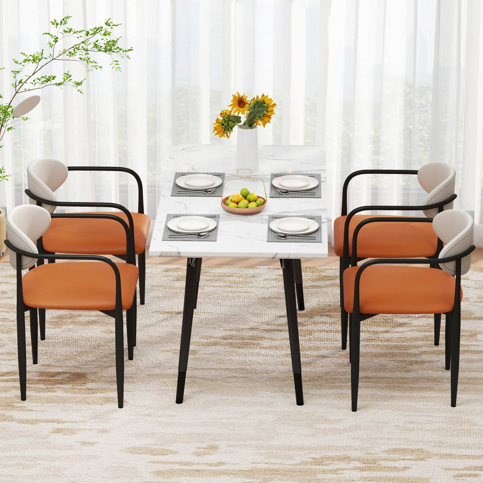 Alt View 4. Costway - Costway Upholstered Dining Chairs Set of 2 with Cushioned Backrests & Seats Sturdy - Black,Orange,White.