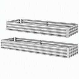 RYHNUYNE - Galvanized Steel Raised Garden Bed 95x35.75x11.75 Inch Open Bottom Metal Planter Box for Vegetables Flowers - Silver