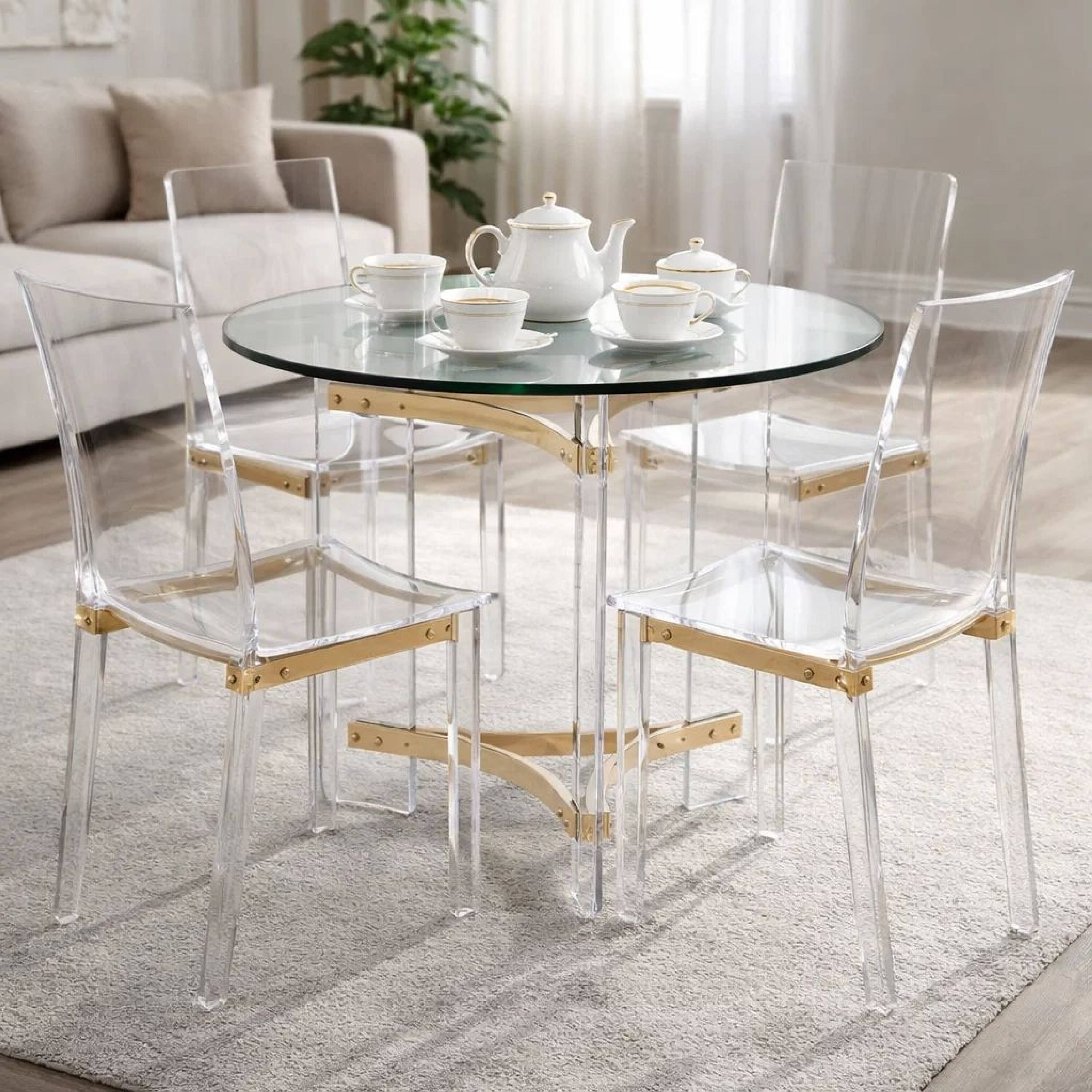 Alt View 6. Manhattan Lane - Hale 23 Inch Round End Table, Glass Top, Acrylic Legs - Clear.