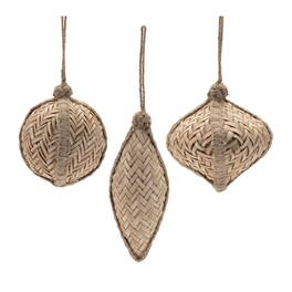 BreeBe - Woven Bamboo Ornament (Set of 6) - Brown