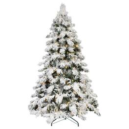 Ecooso - 8ft Christmas Tree with 470 Warm White LED Lights, 1242 PVC Memory Wire Tips,Power Pole & Hinged Structure - Green,White