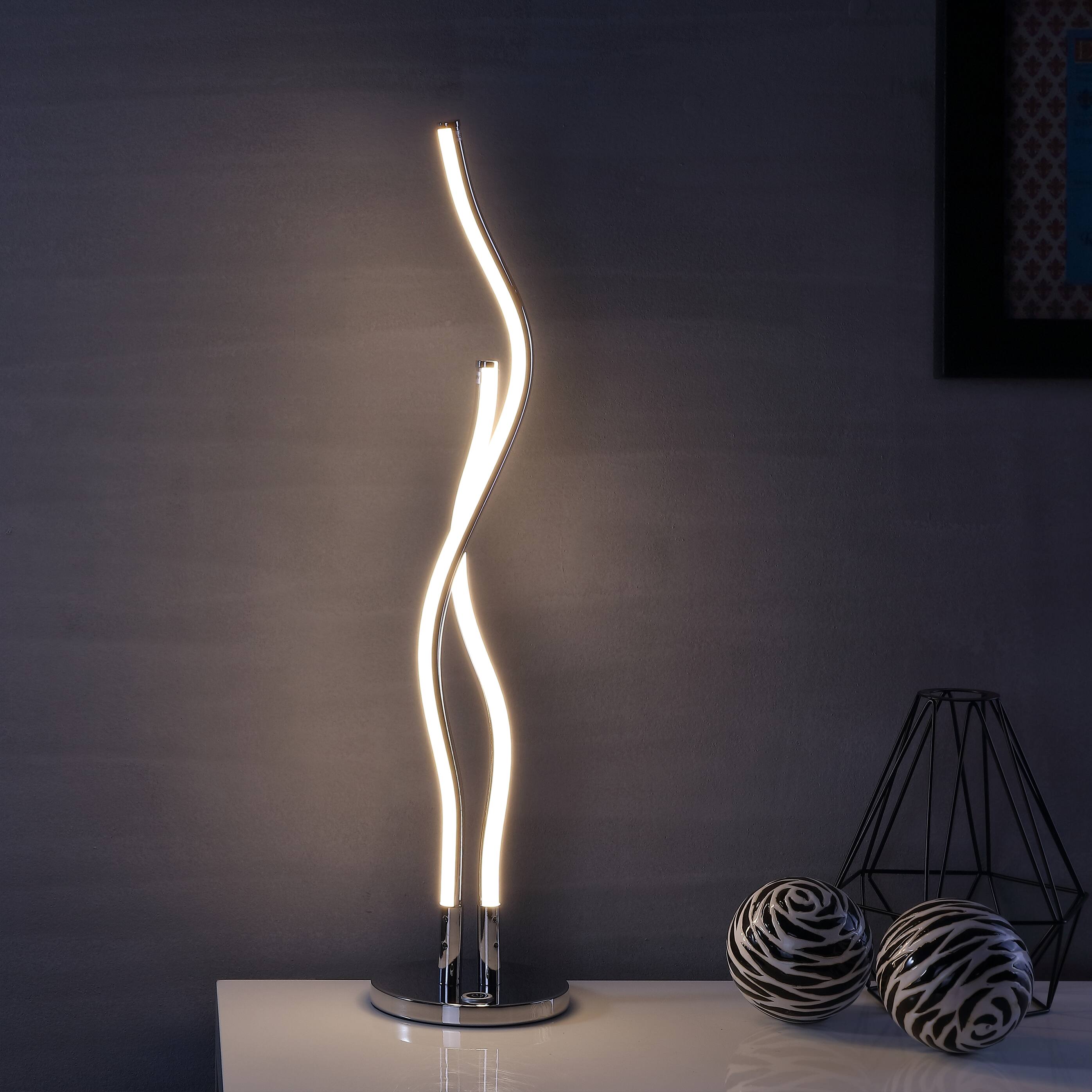 Alt View 1. Jonathan Y - Cairo 26.25" LED Integrated Table Lamp, Chrome - Chrome.