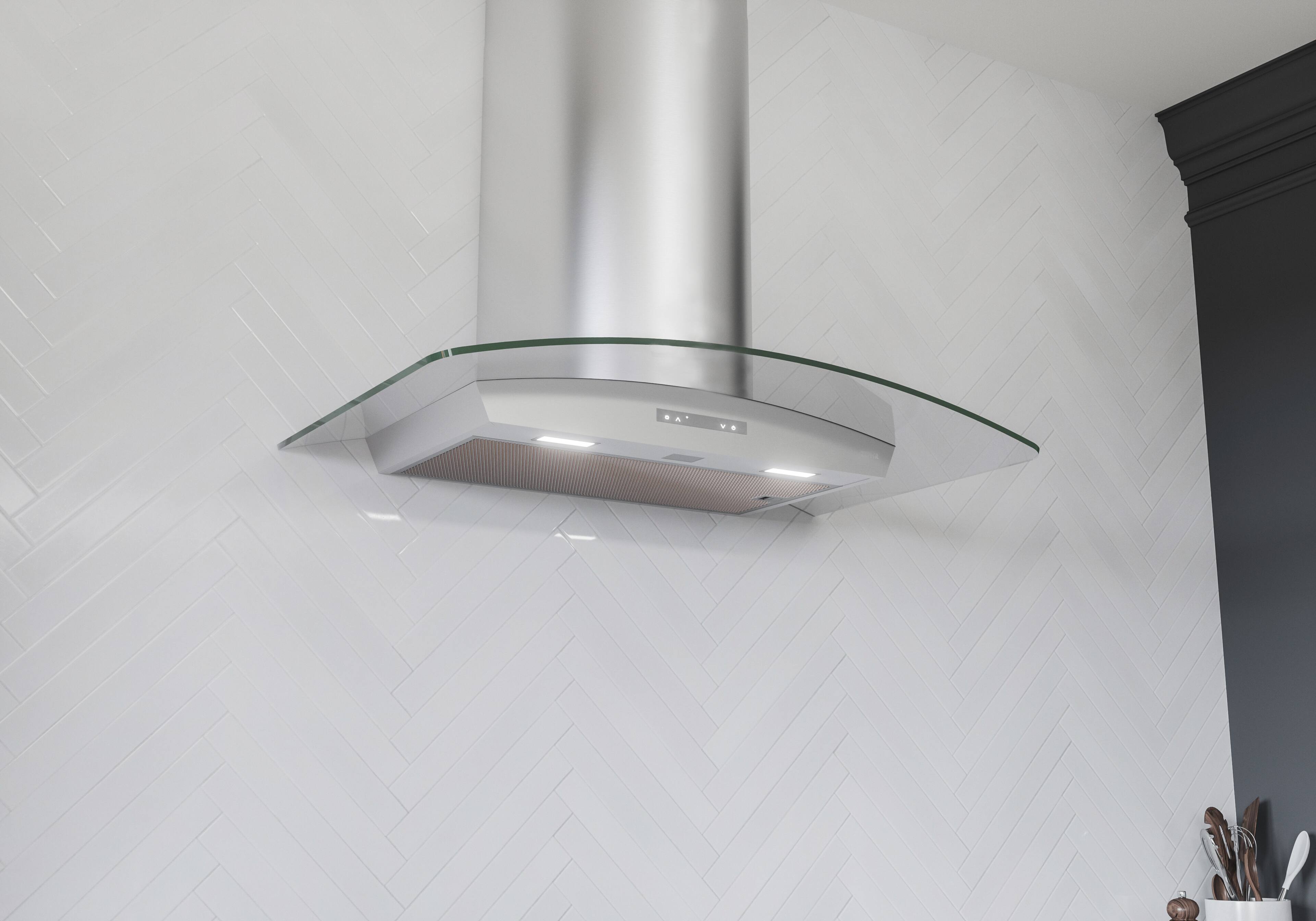 Alt View 12. Zephyr - Milano 36 in. 700 CFM Wall Mount Range Hood with LED Light - Stainless Steel.