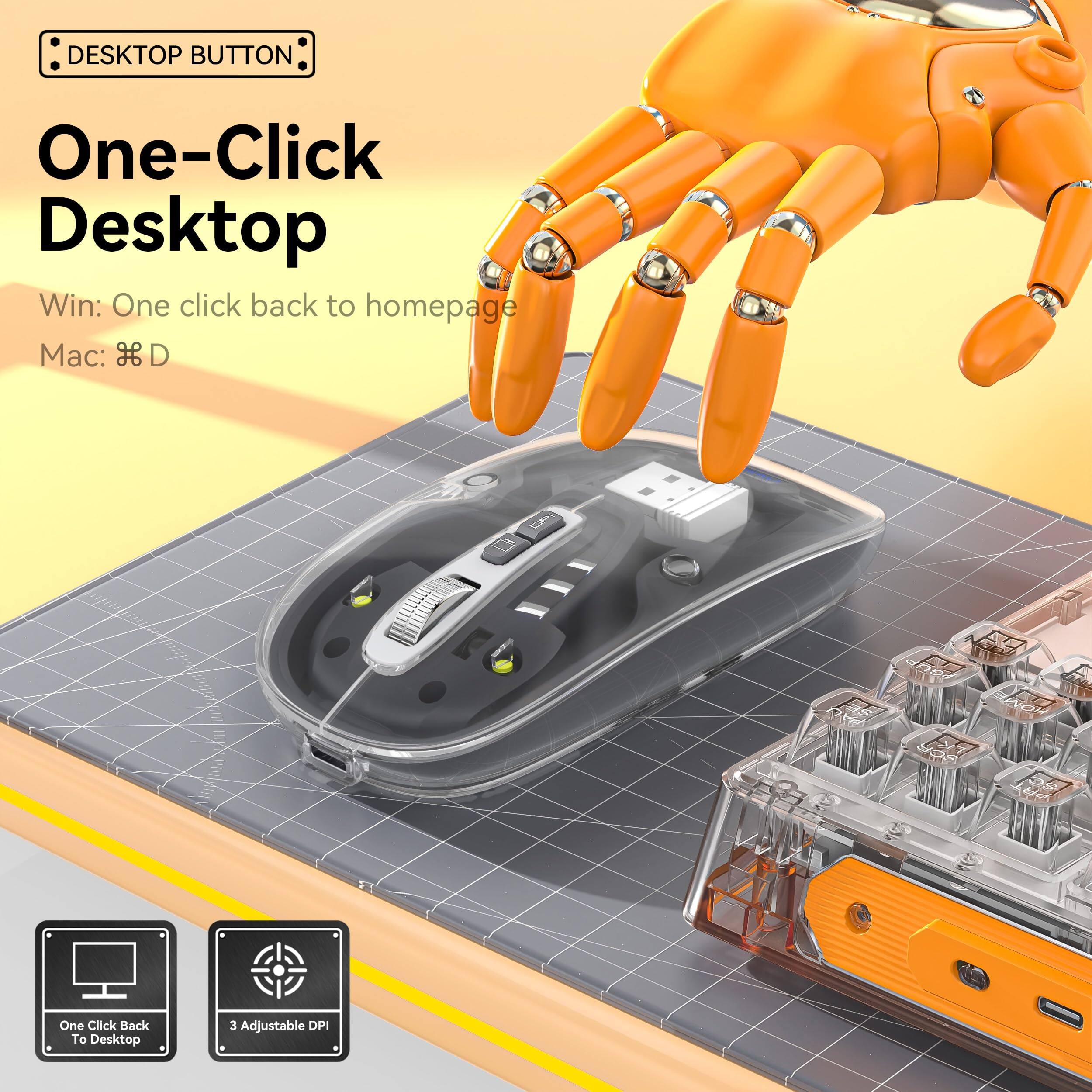 DESKTOP BUTTON

One-Click Desktop

Win: One click back to homepage  
Mac: ⌘ D

One Click Back To Desktop

3 Adjustable DPI