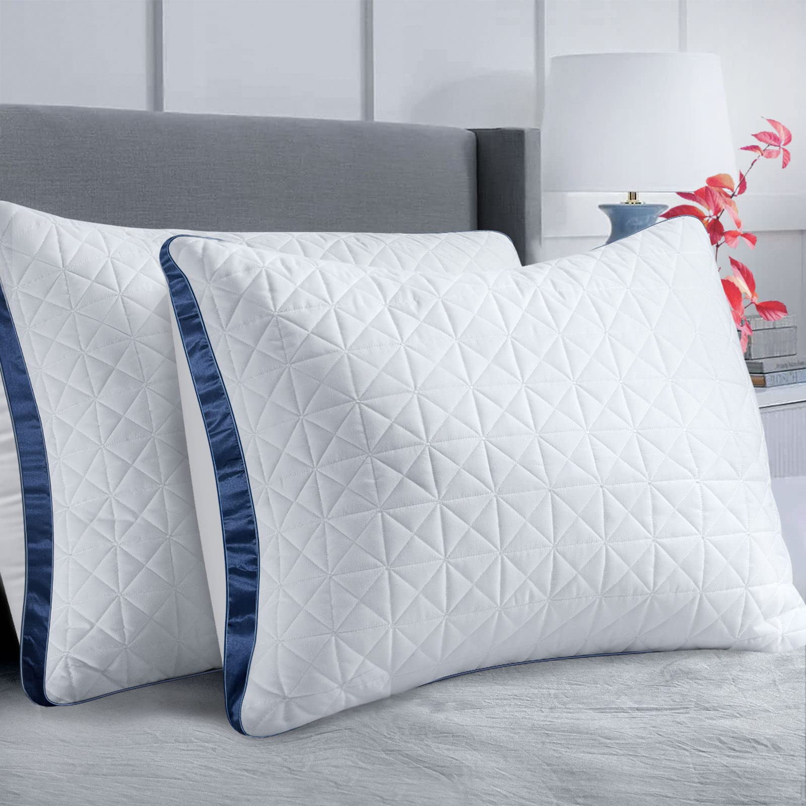 Front. Skar Audio - Pillows Queen Of Hotel Luxury Pillow For Bed Sleeping Supportive Breathable Down Alternative Gusseted Side ... - Sapphire Blue Queen (Pack of 2).