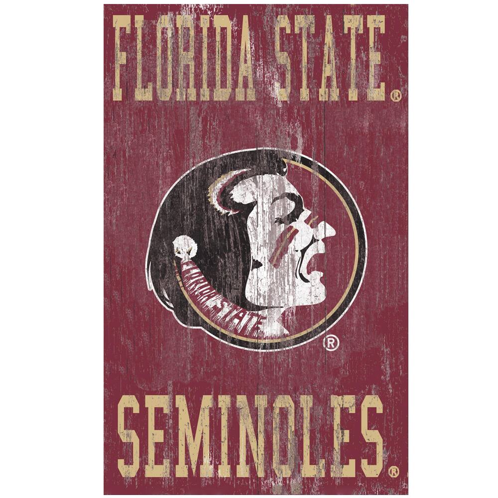 Florida State Seminoles 11'' x 19'' Heritage Distressed Logo Sign