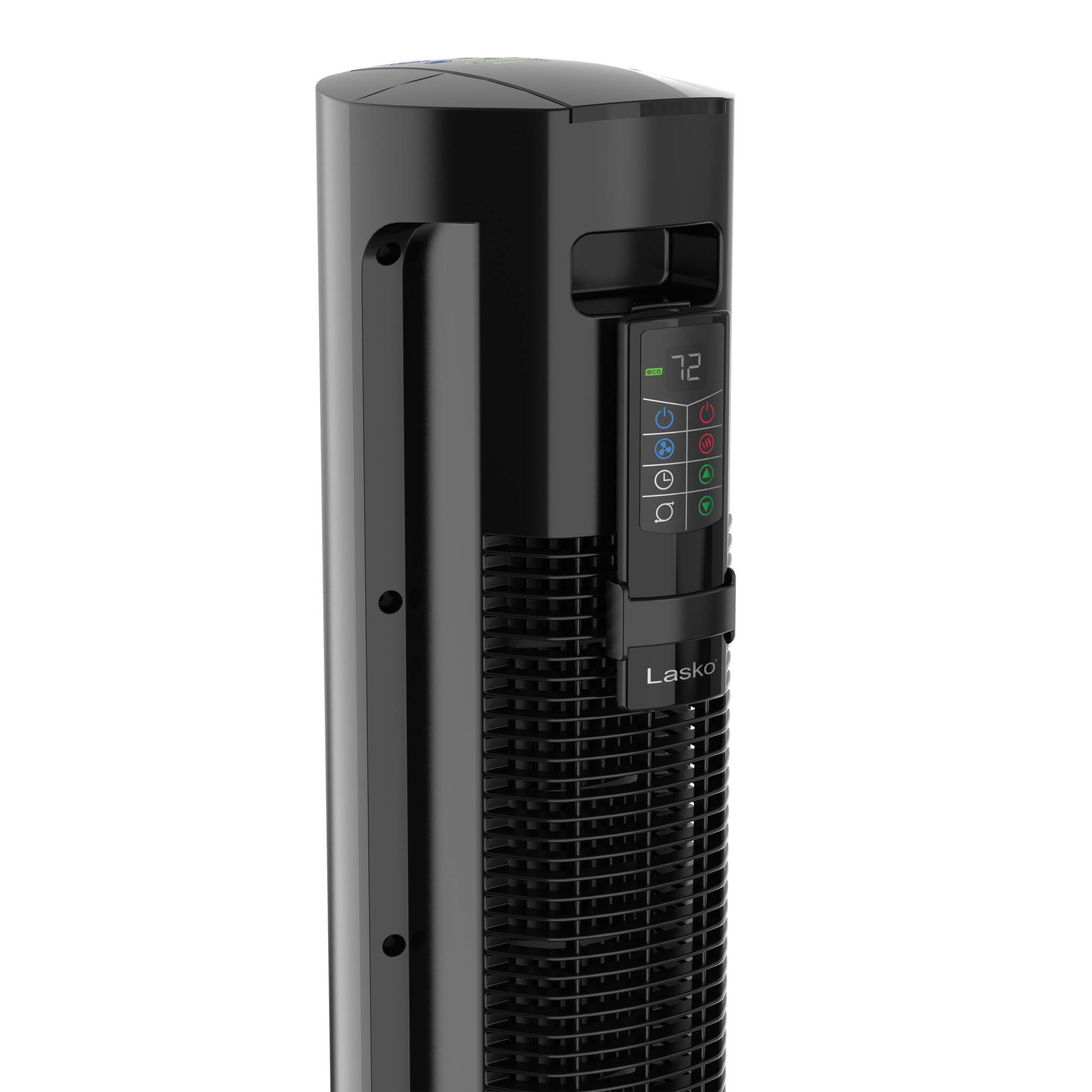 Alt View 6. Lasko - 42” Oscillating Tower Fan & Ceramic Space Heater for Large Rooms, Overheat Protection, 3 Heat & 4 Fan Speeds, FH610 - Black.