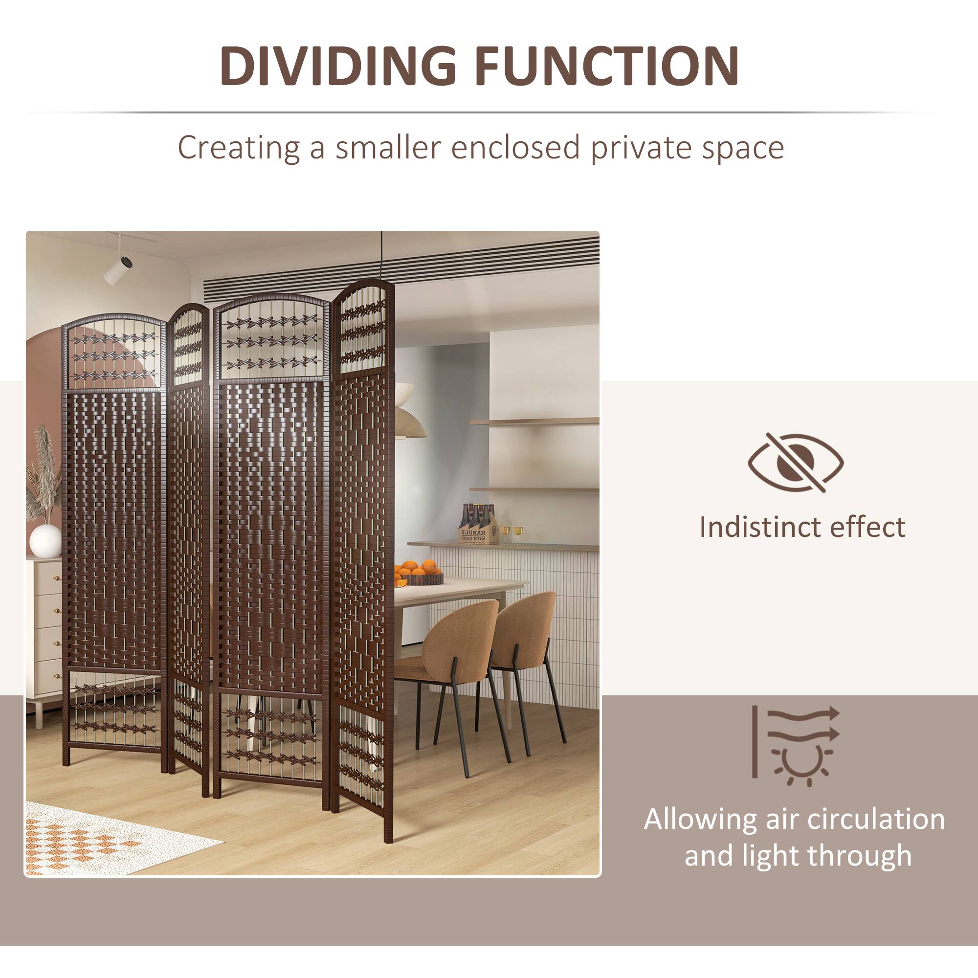 DIVIDING FUNCTION  
Creating a smaller enclosed private space  

- Indistinct effect  
- Allowing air circulation and light through