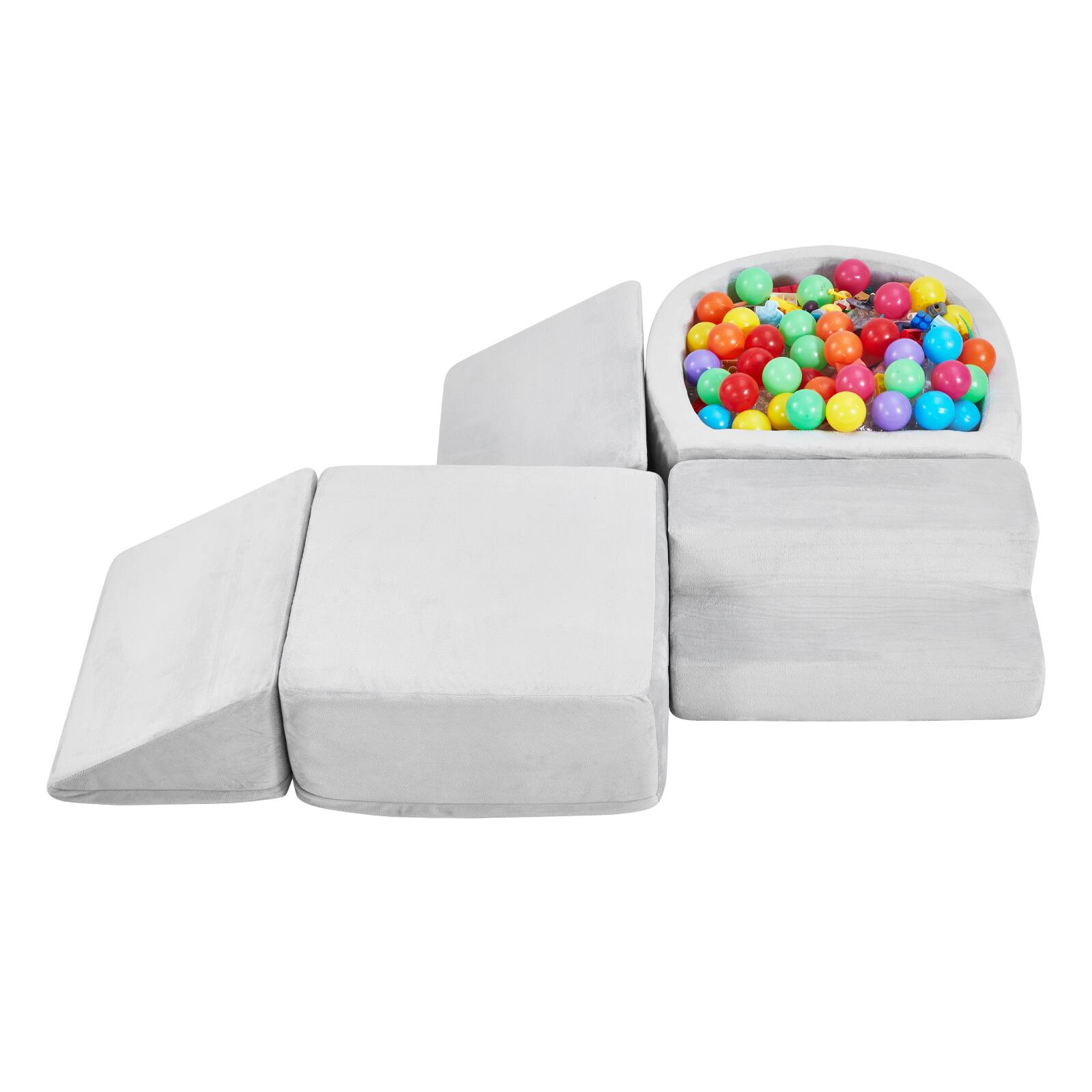 Alt View 5. VEVOR - Climbing Toys, 5-Piece Set, Foam Climbing Blocks for Toddlers 6 Months to 3 Years, Baby Climbing Blocks with Ball Pit - Gray.