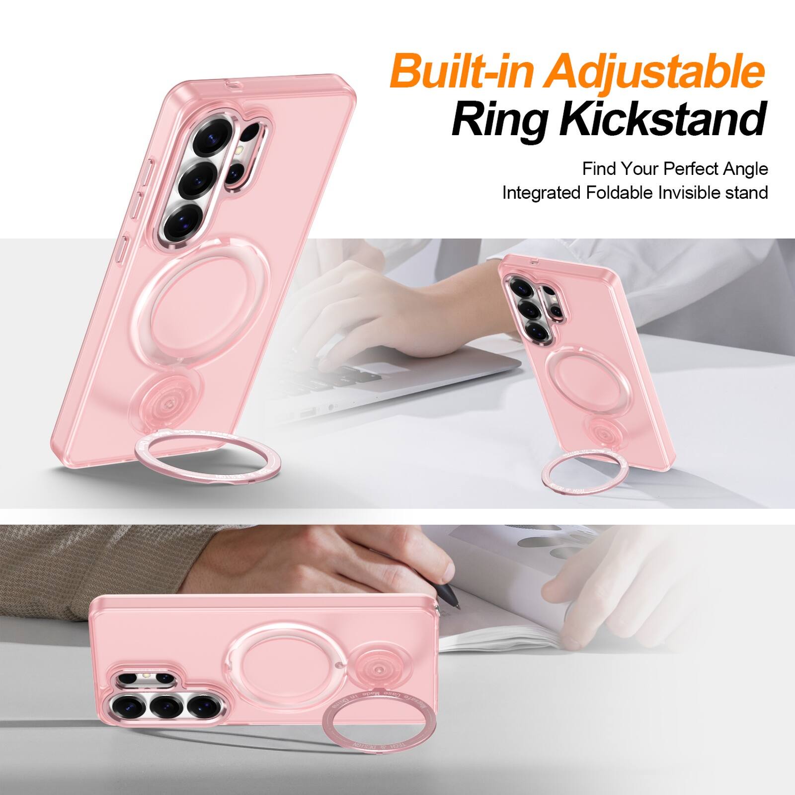 Built-in Adjustable Ring Kickstand  
Find Your Perfect Angle  
Integrated Foldable Invisible Stand  

Madel Covero in FA CUP Magsafe  
LESTOR NO.