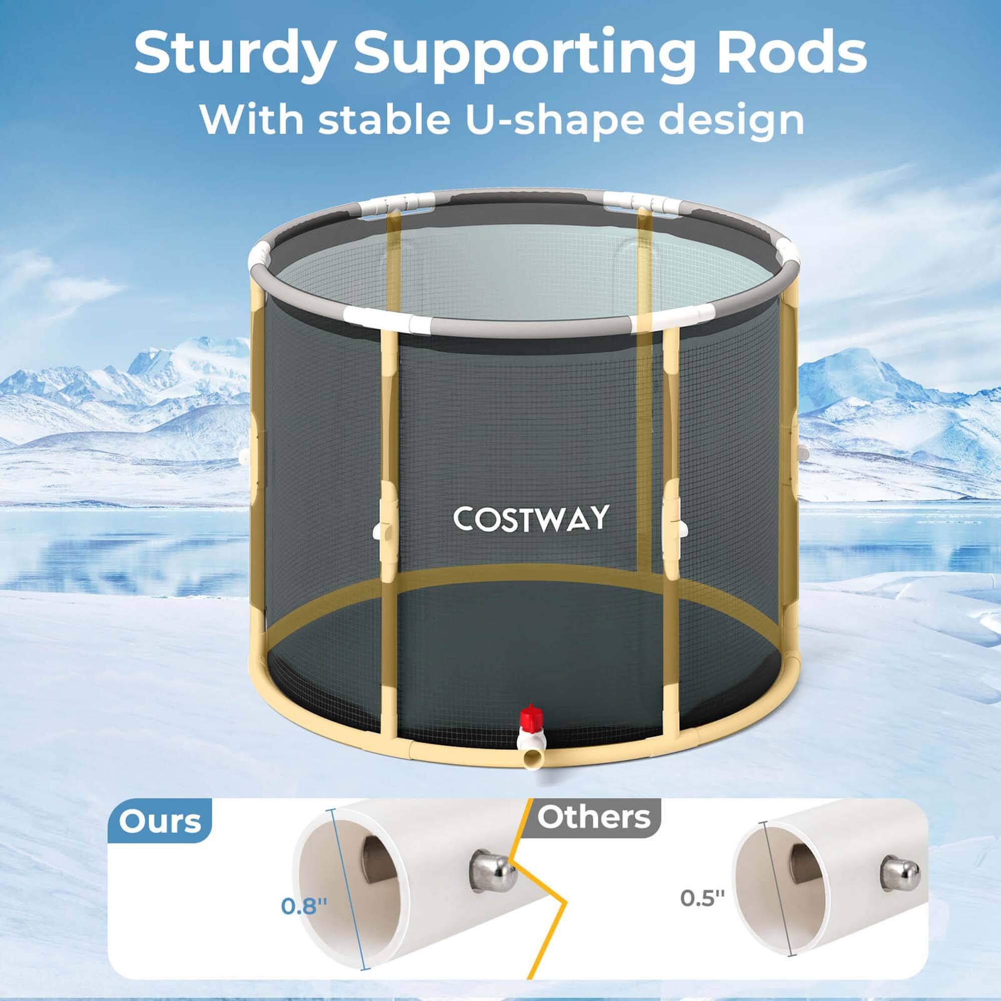 Sturdy Supporting Rods with stable U-shape design by COSTWAY.
