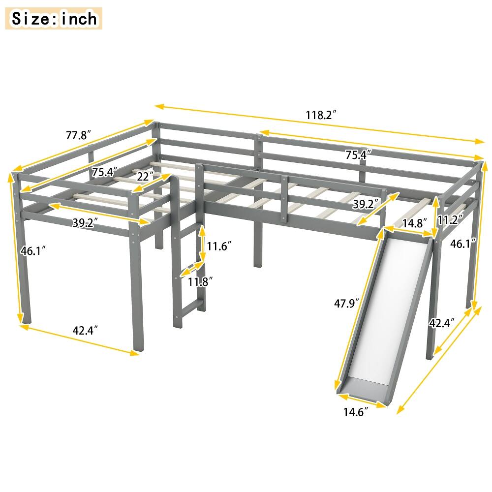 Size: inch  
77.8"  
75.4"  
22"  
118.2"  
75.4"  
46.1"  
39.2"  
11.6"  
39.2"  
14.8"  
11.2"  
46.1"  
11.8"  
42.4"  
47.9"  
42.4"  
14.6"