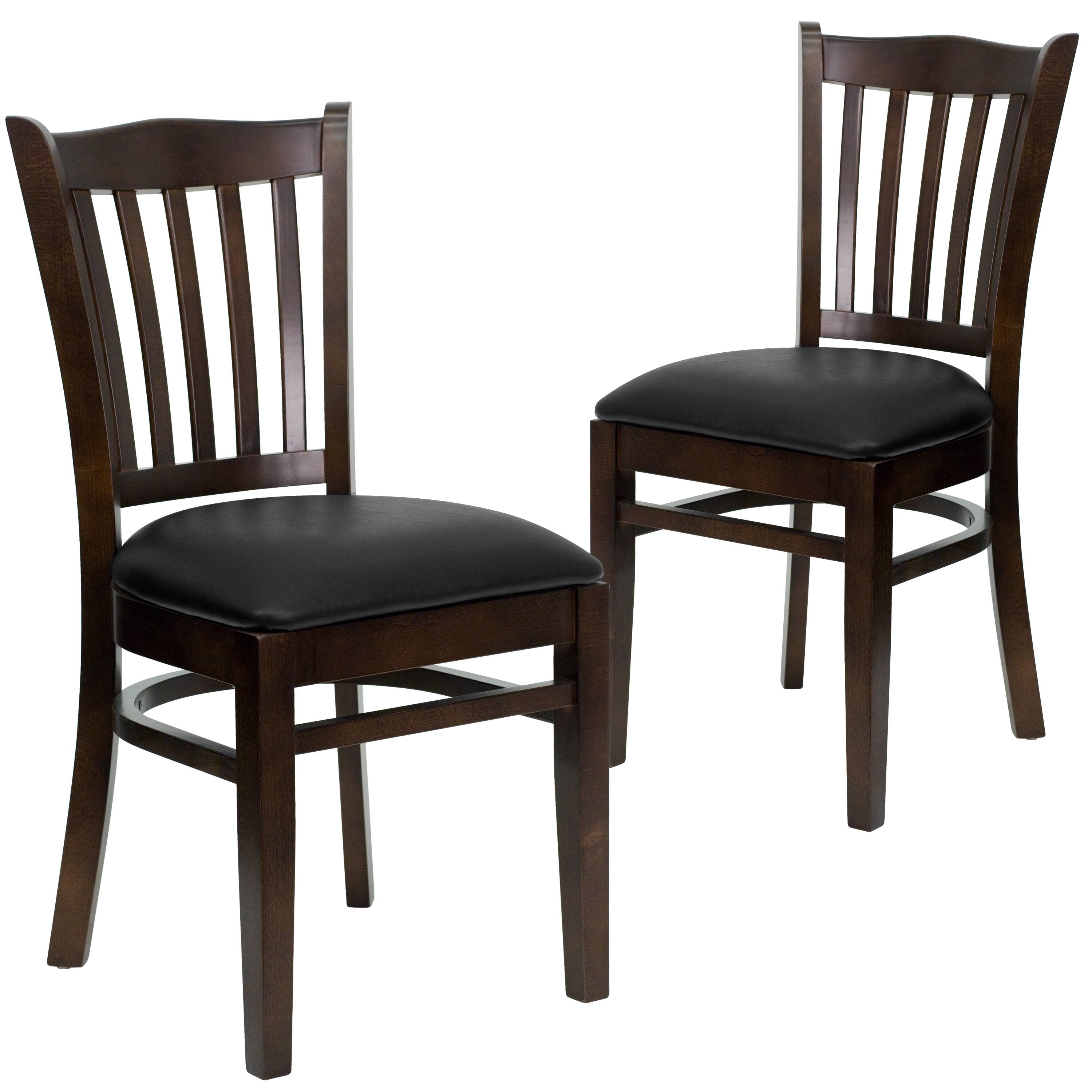 Black Vinyl Seat/Walnut Wood Frame