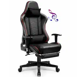Egaming - Music Video Gaming Chair with Speaker Office Computer Chairs - Black