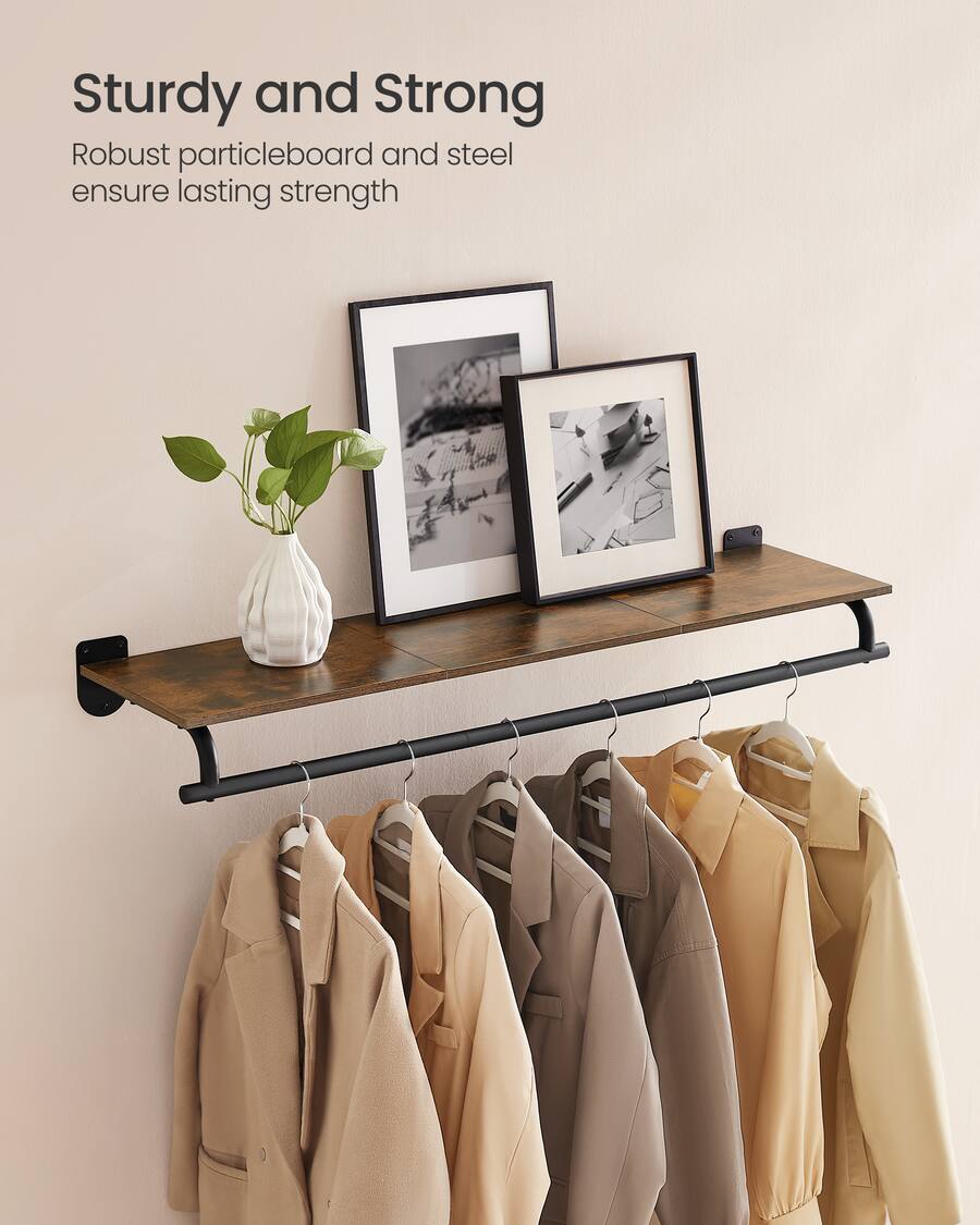 Coming Rod Racks Songmics Home Clothes Rack with Top Shelf, Wall Mounted Clothing Rack ...