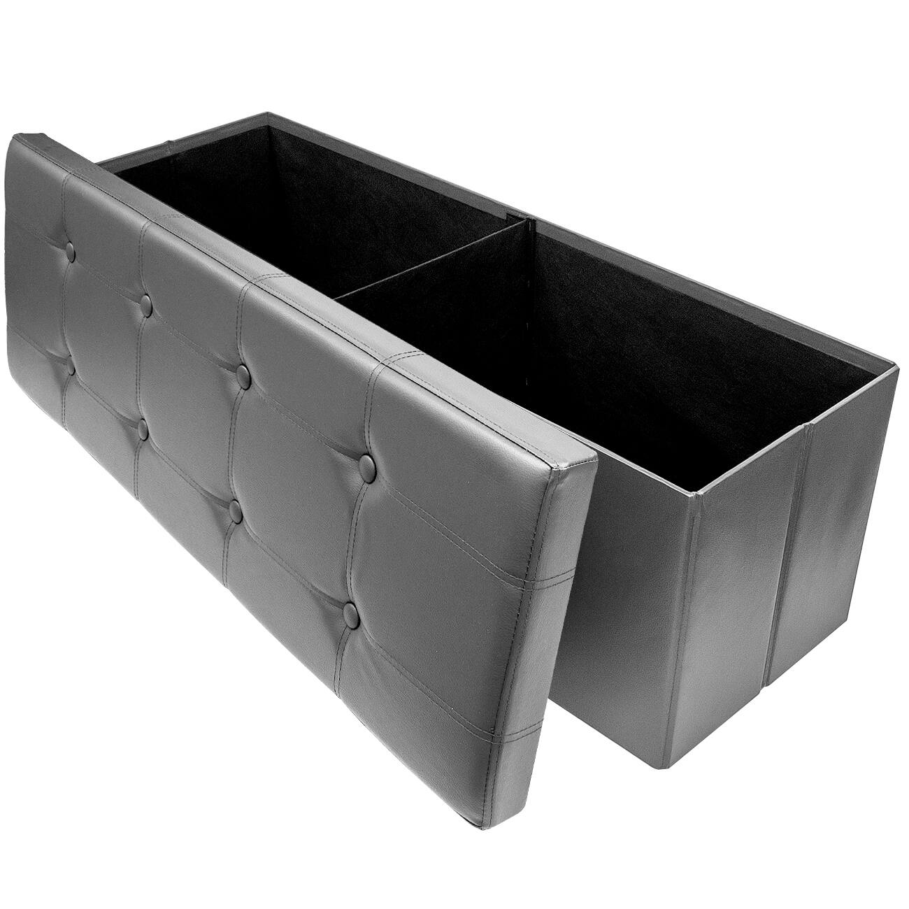 Alt View 3. Sorbus - Sorbus Folding Storage Ottoman Bench Chest, Leather Ottoman with Storage- 43 inch Long Hold up 700lbs - Gray.