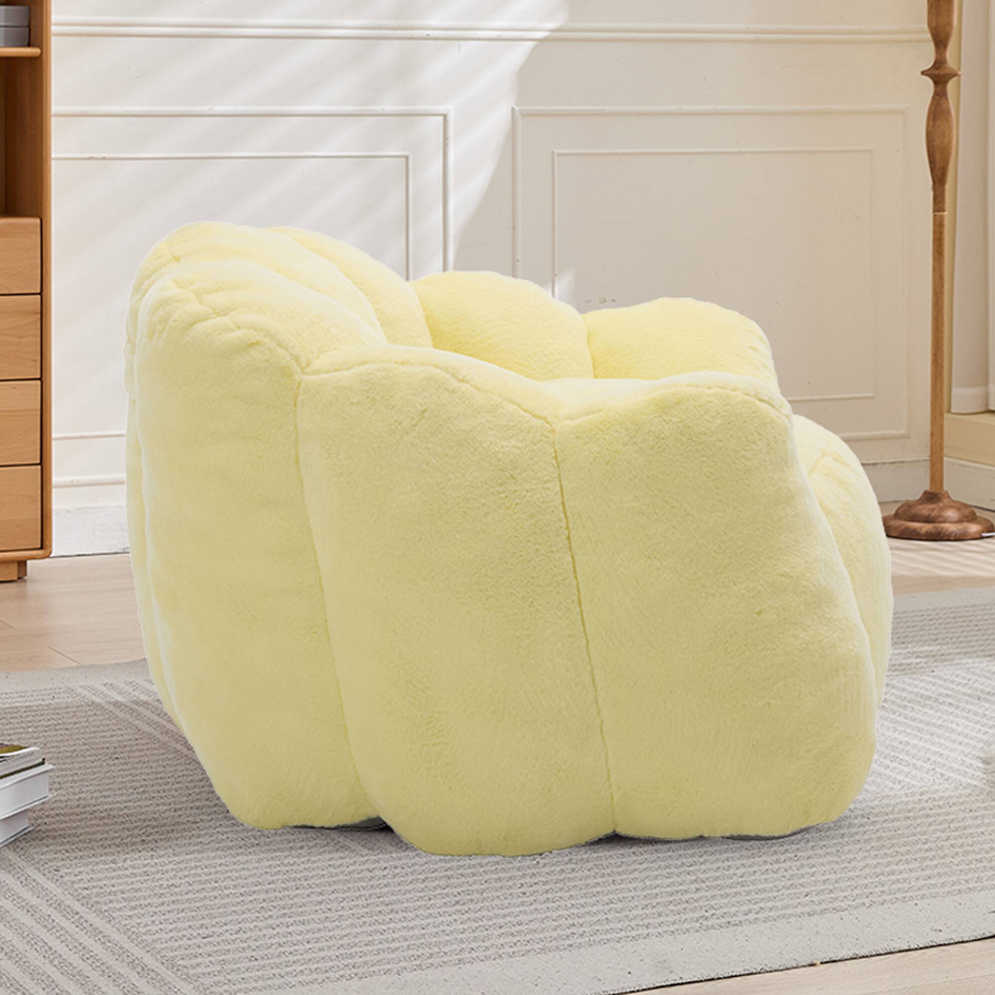 Alt View 1. GOODSILO - Lotus Style Compression Sofa Bean Bag Chair with Pull Ring for Easy Mobility and No Assembly Required - Yellow.