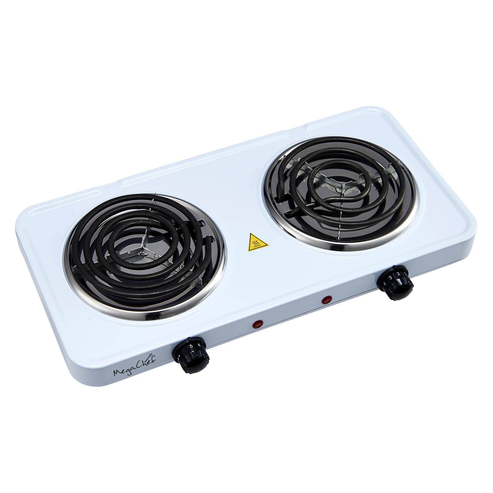 Alt View 10. MegaChef - MegaChef Electric Easily Portable Ultra Lightweight Dual Coil Burner Cooktop Buffet Range in White - White.