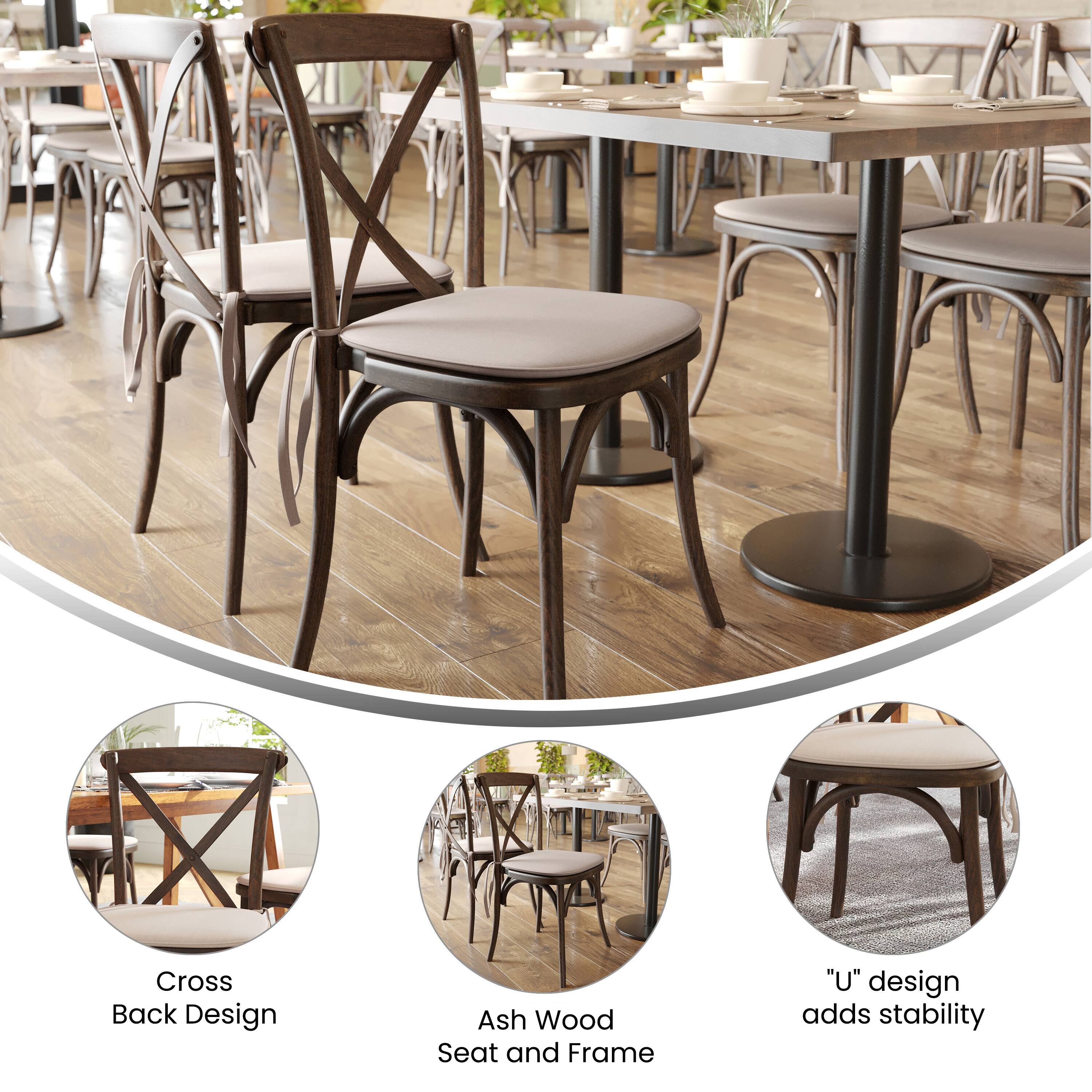 Cross Back Design  
Ash Wood Seat and Frame  
"U" design adds stability