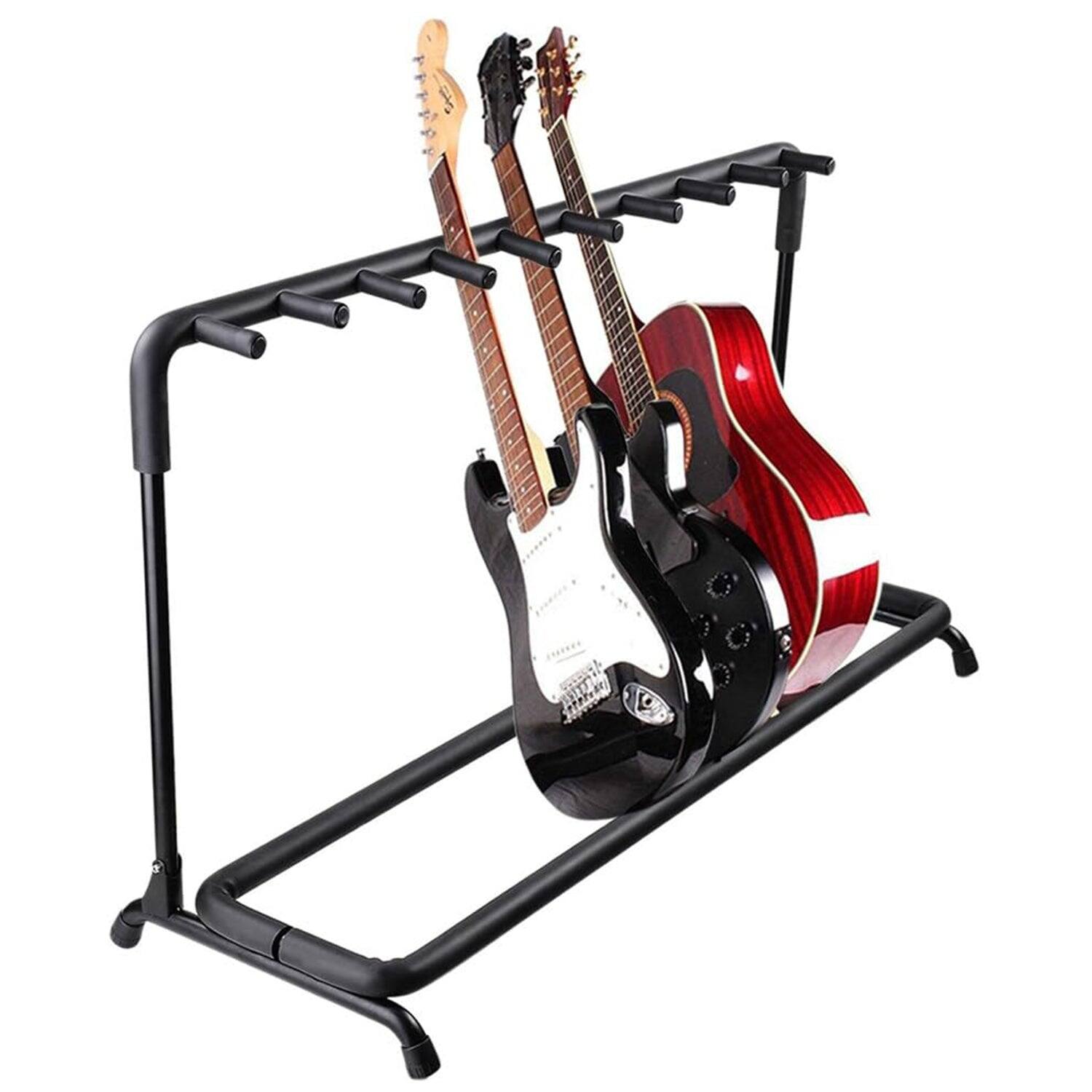 5 CORE - Multi Guitar Rack Stand Floor 9 Slot Adjustable Flying V Guitars Holder - Black